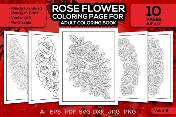 Adult Coloring Page: Red Rose Graphics & Coloring Pages Amp