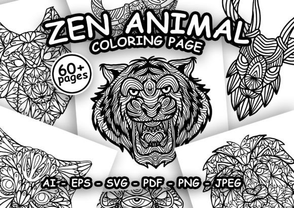 ANIMAL ZEN DOODLE Coloring Page: Graphics & Pages Amp