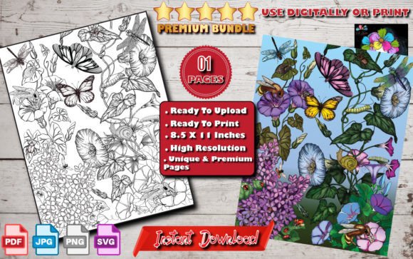 Garden and Insects: Graphics & Coloring Pages Amp Review