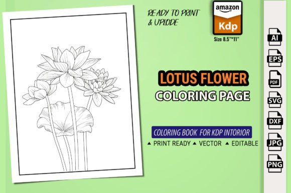 Hand Drawn Lotus Flower Coloring Pages Amp Graphics