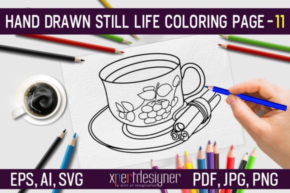Hand Drawn Still Life Coloring Page 11 Graphics Review