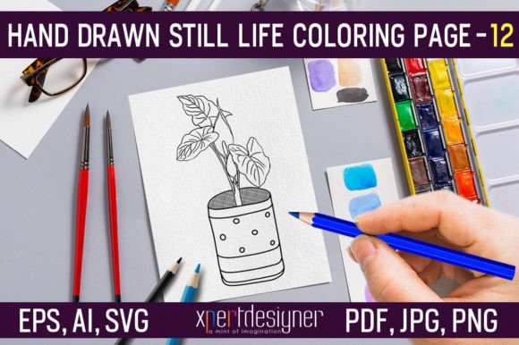 Hand Drawn Still Life Coloring Page 12: Graphics & Coloring Pages Amp