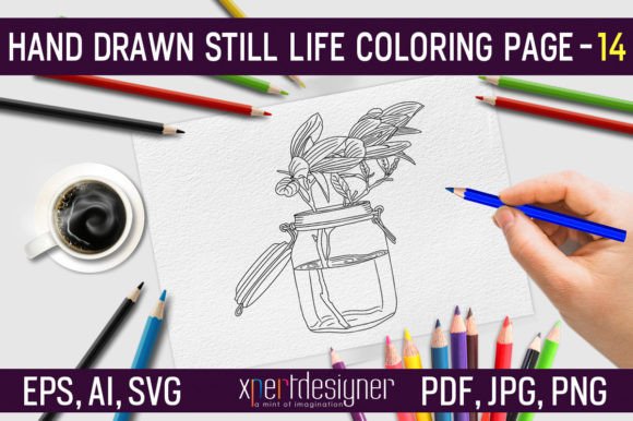 Hand Drawn Still Life Coloring Page 14: Graphics & Coloring Pages Amp