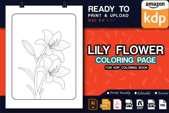 Lily Flower Coloring Pages for Adults: Graphics & Amp