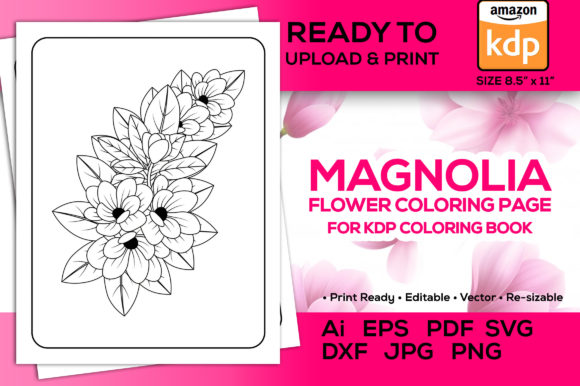 Magnolia Flowers Graphics: A Professional Designer's Review for Coloring Pages & Commercial Use