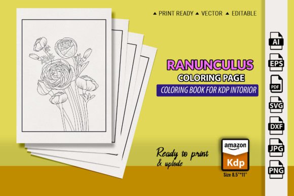 Ranunculus Flower Coloring Pages Amp & Graphics Review
