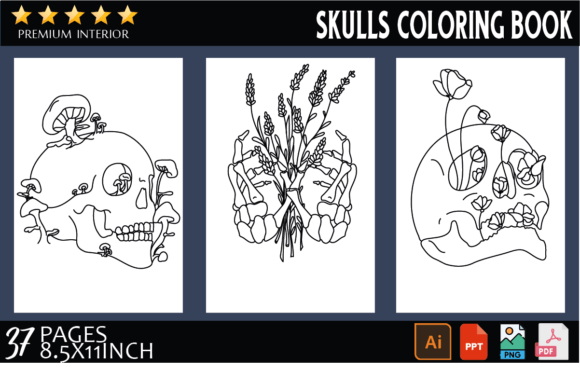 Skulls Coloring Pages Vol 1: Graphics & Coloring Pages Amp