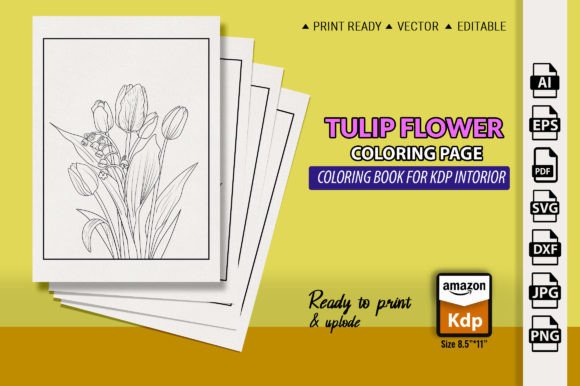 Tulip Flower Coloring Pages Amp Graphics for Branding