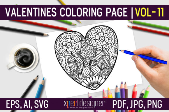 Valentines Coloring Page Vol - 11 Embroidery Review