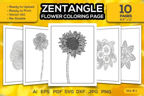 Zentangle Flower Graphics & Coloring Pages Amp Review